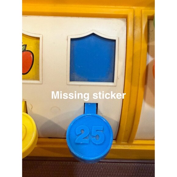 Vintage Fisher-Price Register Toy With Coins 1974 Yellow Red Blue - Picture 3 of 7